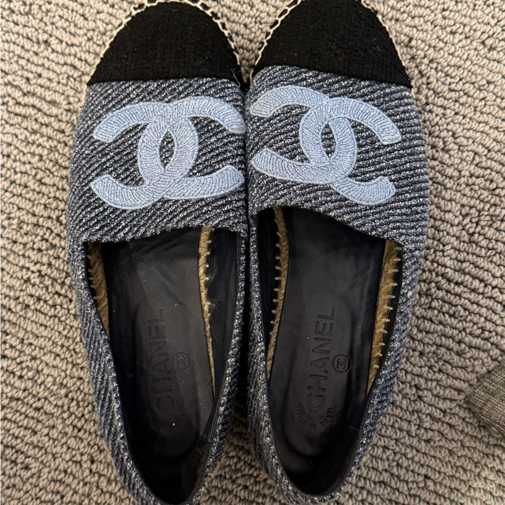 Authentic Chanel Women's Blue Espadrilles